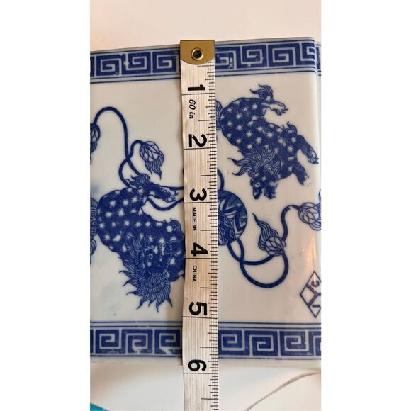 Antique Chinese‎ Porcelain Opium Pillow  Blue White Foo Dog Qing Signed - Picture 8 of 10